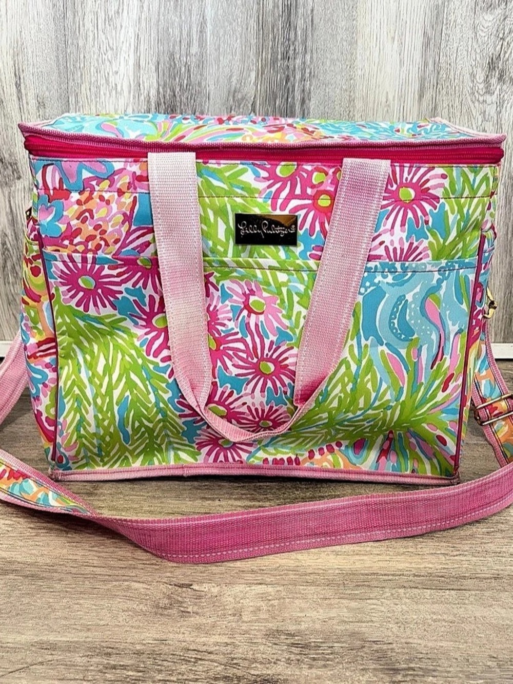 Lilly Pulitzer Sipping & Trippin Large Insulated Beach Cooler Tote Bag Pink